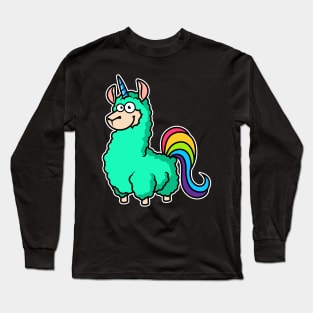 Llamacorn Cute Gift Rainbow Unicorn Llama print Long Sleeve T-Shirt